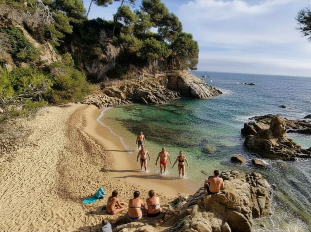 Personas disfrutando de las playas de la Costa Brava durante unas vacaciones saludables