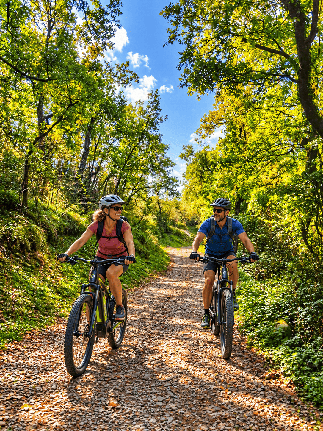 Excursión en bicicleta de montaña por un bosque